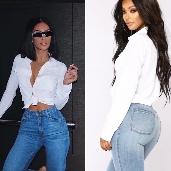 NWT Sexy White Button Up Long sleeve women’s dress shirt - Picture 4 of 7